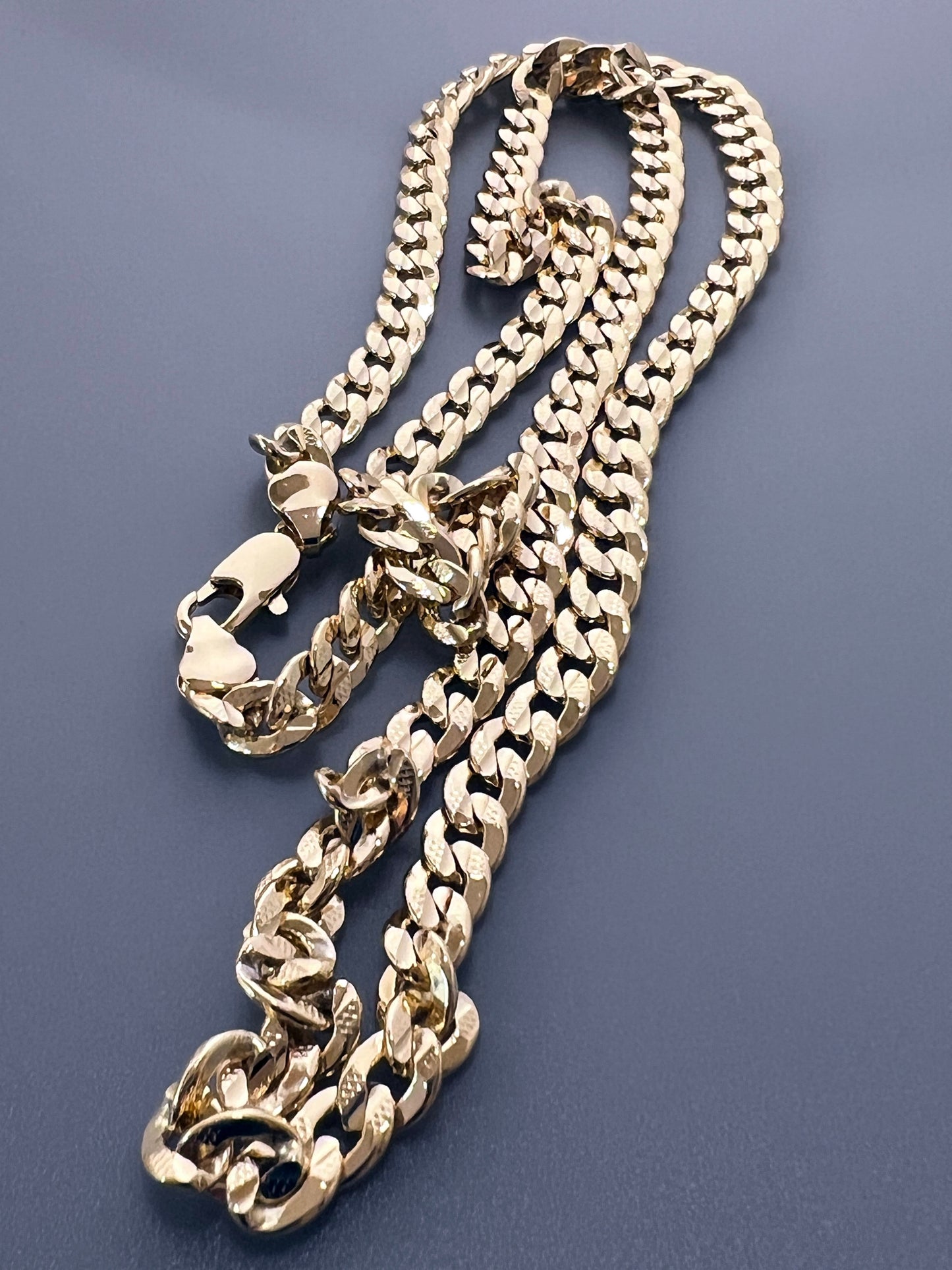 Cuban Link Chain or Bracelet with Diamond Cut 18K Gold Filled